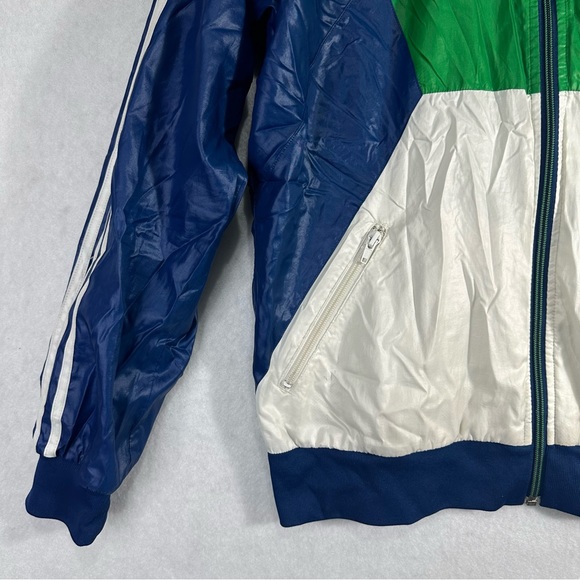 ADDIDAS VTG Striped  Colour Block Jacket Windbreaker Hoodie size M Green - Picture 6 of 11